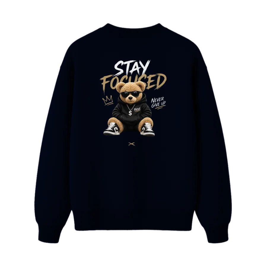 TRENDYFT Stay Focused Graphic Regular Fit Sweatshirt 300 GSM - Image 3