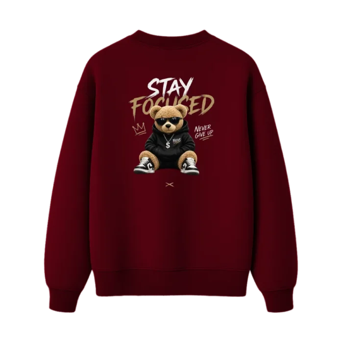 TRENDYFT Stay Focused Graphic Regular Fit Sweatshirt 300 GSM