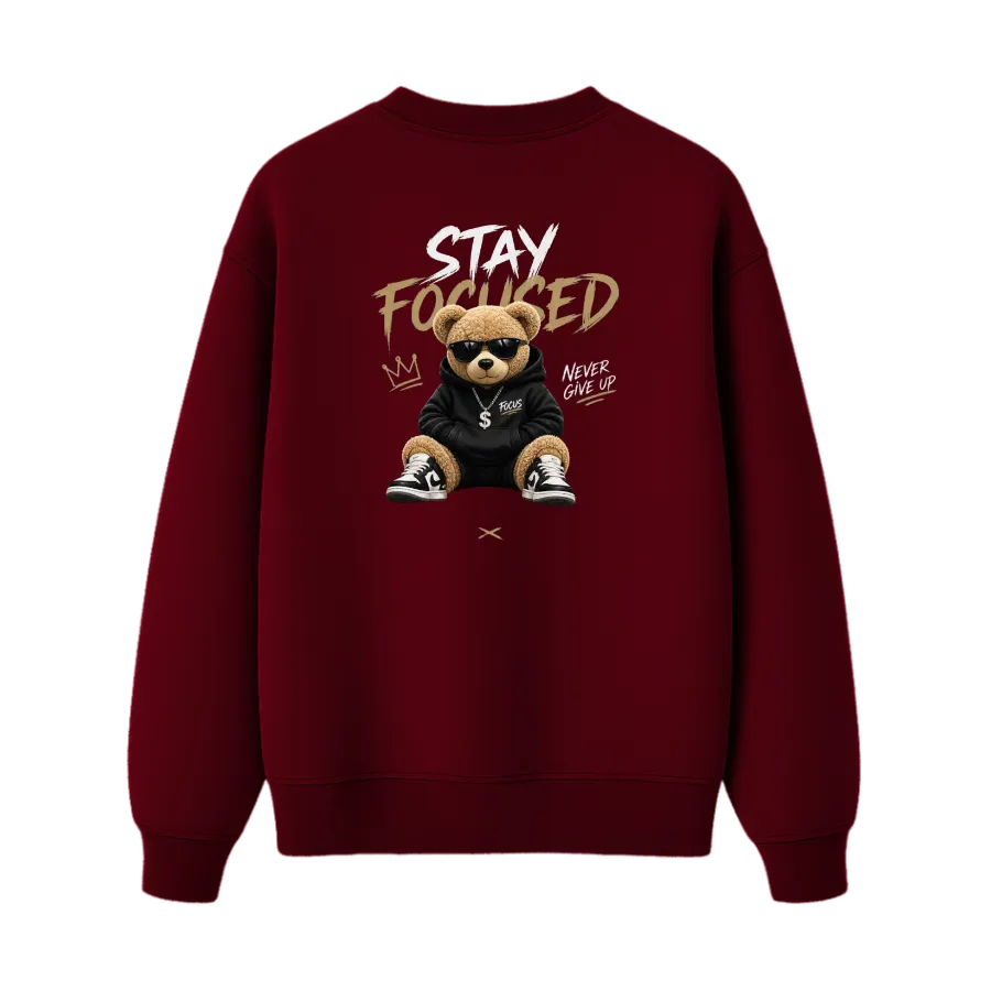 TRENDYFT Stay Focused Graphic Regular Fit Sweatshirt 300 GSM - Image 1