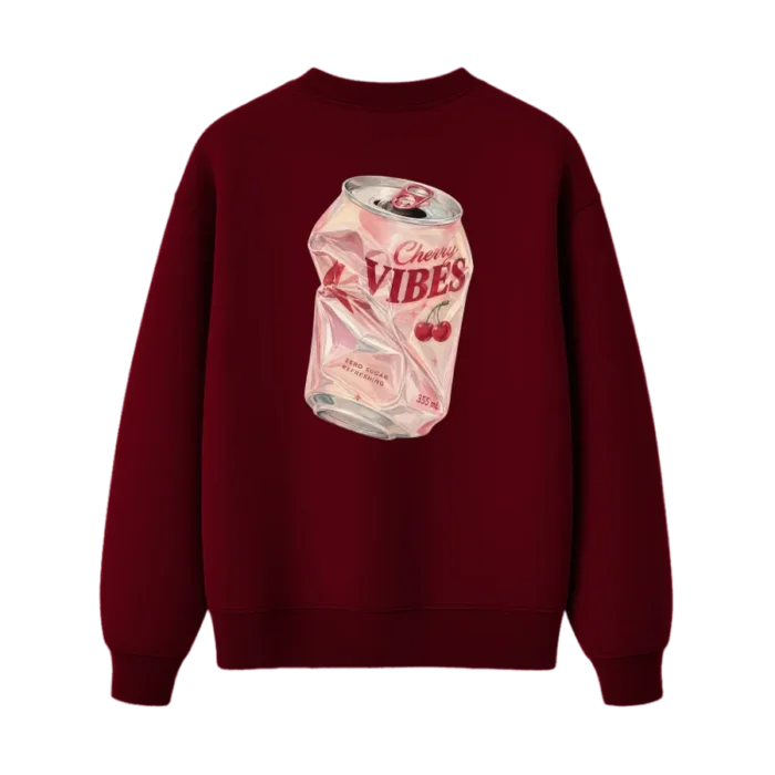 TRENDYFT Cherry Vibes Graphic Regular Fit Sweatshirt 300 GSM