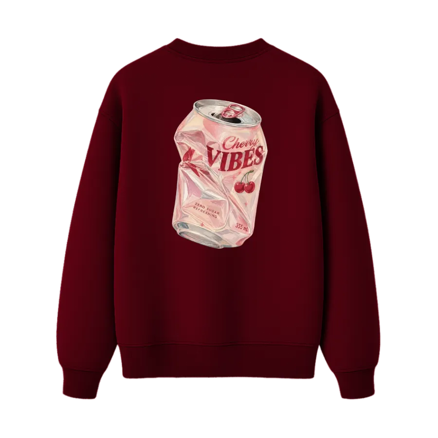 TRENDYFT Cherry Vibes Graphic Regular Fit Sweatshirt 300 GSM