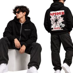 TRENDYFT Premium 320 GSM Spider Graphic Zip Hoodie - Thumbnail Image 1