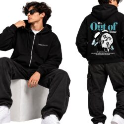 TRENDYFT Out Of Time Graphic Zip Hoodie 320 GSM - Thumbnail Image 1