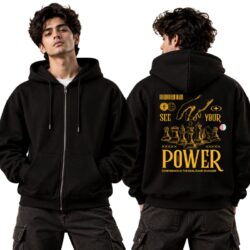 TRENDYFT Power Graphic Zip Hoodie 320 GSM - Thumbnail Image 1